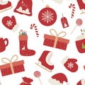 Seamless pattern Christmas vector illustration. New Year elements Royalty Free Stock Photo